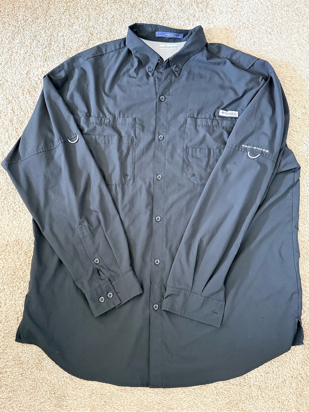Columbia Men’s Tamiami - Black Long-Sleeve Button-Down Performance Shirt